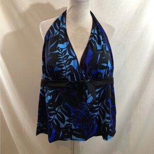 Swimsuits For All, Blue & Black Tankini Top, Womens 26, NWT
